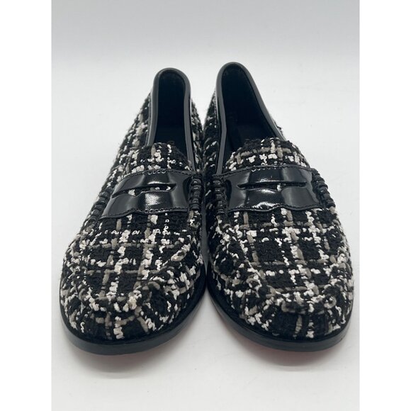 G.H. Bass Womens Weejuns Black & White Tweed Loafers With Patent Leather Accent - Picture 2 of 12